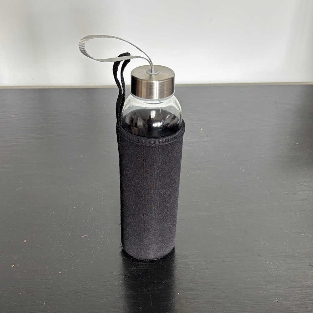 Black Neoprene Water Bottle Sleeve and Water Bottle